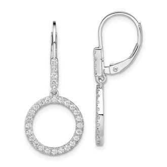 Diamond2Deal 14K White Gold 0.55 ct Lab Grown Diamond Circle Dangle Leverback Dangle Earrings VS Clarity, G-H Color