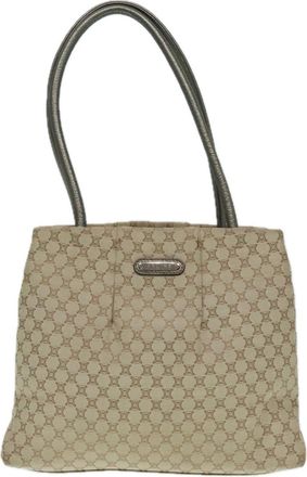 Celine Macadam Beige Canvas Shoulder Bag (Pre-Owned)