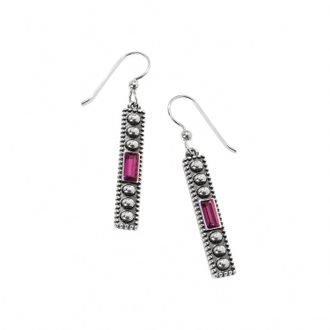 Brighton Womens Pretty Tough Gem French Wire Earrings In Silver-Amethyst