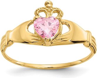 Diamond2Deal 14k Yellow Gold Cubic Zirconia Claddagh Heart Ring