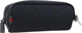 Gucci Pre-owned Vintage GG Canvas Pouch - Dames - Vintage Accessoires - Zwart - ONE Size - Leer - Vintage