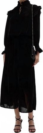 Finley Mary Jane Velvet Smocked Waist Dress In Black