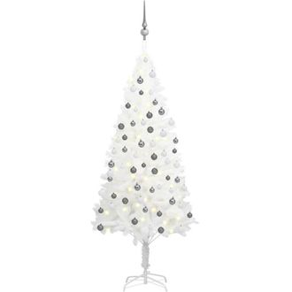 vidaXL &Aacute;rbol De Navidad Artificial Con Luces Led Y 150 Cm De Bolas Blancas