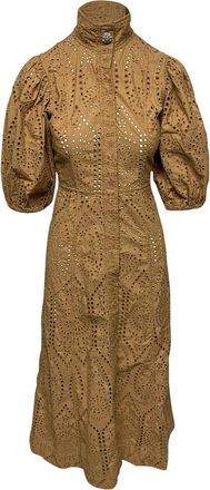 Ganni Ganni Broderie Anglaise Dress in Brown Cotton