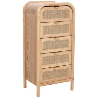 Wanderlust Deco Sinfonier de madera y rat&aacute;n marr&oacute;n 46x37x100h cm