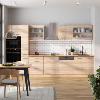 Vicco Cocina Completa R-line, Roble Sonoma/goldkraft, 350 Cm, Et Antracita