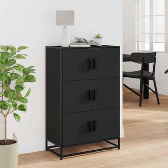 Berkfield Home Highboard Black 68x35x106.5 cm Engineered Wood & Metal