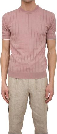 PESERICO Gebreid T-shirt voor een stijlvolle uitstraling - Heren - T-shirts - Roze - 2XL - Katoen - Tops