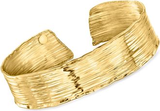 Ross-Simons Italian 18kt Gold Over Sterling Lined Cuff Bracelet