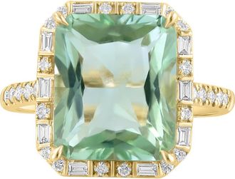 Effy 14K Yellow Gold Diamond & Green Amethyst Halo Ring in 14K Gold at Nordstrom, Size 7