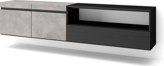 Skraut Home Skraut Home - Mueble Tv, Televisi&oacute;n, Muebles De Sal&oacute;n, Almacenaje, 200x45x35cm, Para Tv Hasta 80, Colgado, Suspendido, Estilo Moderno, Gris Cemento