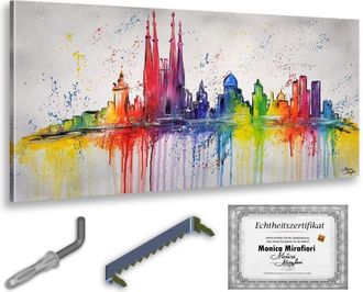 OEM Monica Mirafiori 100% Pintado A Mano Cuadro Barcelona 140x70cm Cuadro Pintado A Mano Pintura Acr&iacute;lica Cuadro Acr&iacute;lico De Gran Tama&ntilde;o Arte Moderno Cuad