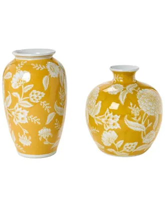 Two's Company Set Of 2 Floral Vases