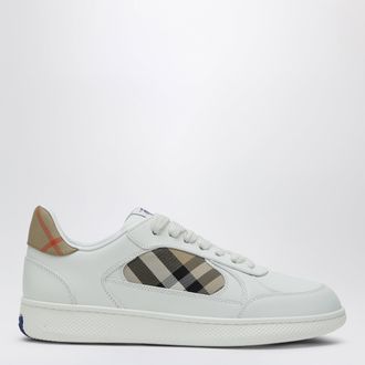 Burberry Sneaker Terrace in pelle bianca e Check