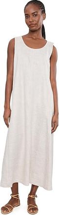 Eileen Fisher Striped Organic Linen Sheen Scoop Neck Dress Womens Dress Wheat : XL, Linen/Nylon
