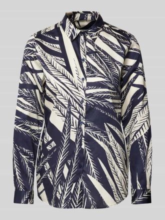 Milano Milano Italy Regular Fit Hemdbluse mit durchgehender Knopfleiste in Dunkelblau, Gr&ouml;&szlig;e 38