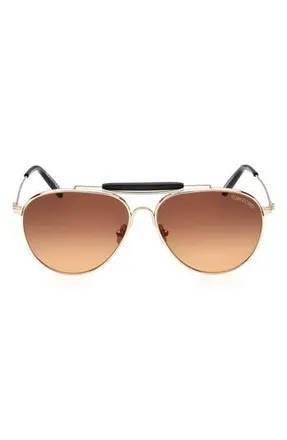 Tom Ford 59mm Pilot Sunglasses in Gold /Brown at Nordstrom Rack