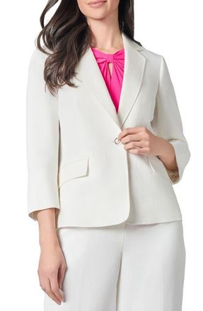 Kasper Linen Blend One-Button Blazer in Lily White at Nordstrom, Size 4