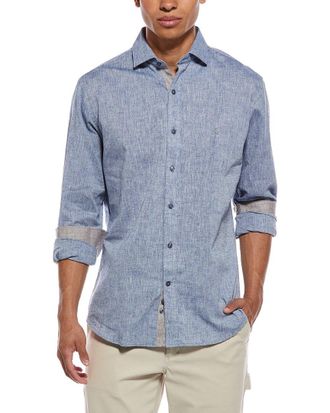 Tailorbyrd Yarn Dyed Melange Linen-Blend Shirt