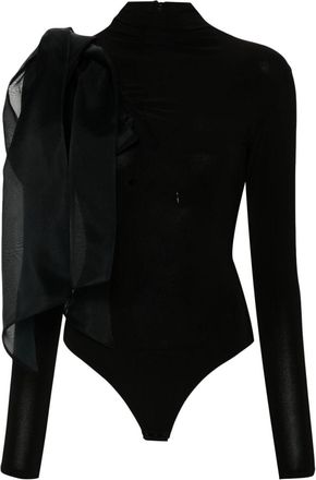 Atu Body Couture draped-detail bodysuit - women - Polyester - S - Black