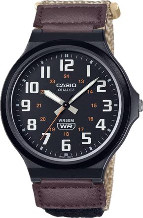 Casio Mens Cream Dial and Brown Nylon Strap Watch - MW-240B-5BVCF