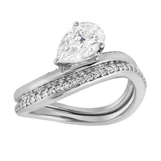 LuvMyJewelry Selena Silk Wave 1.4 Ct Pear Lab Grown Diamond Engagement Ring in 14K White Gold at Nordstrom, Size 7