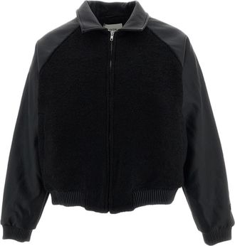 Arte Black Textured Faux Leather Bomber Jacket