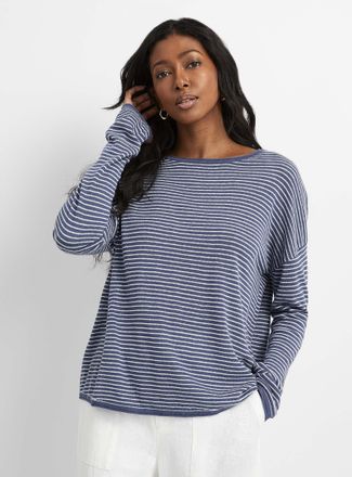 Contemporaine Womens Reprocessed linen striped sweater
