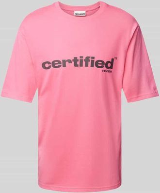 Review T-Shirt mit Label-Print in Pink, Gr&ouml;&szlig;e XXL