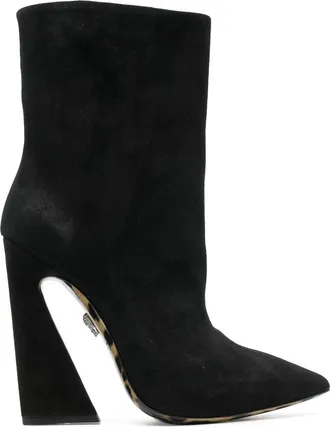 Philipp Plein leopard-sole 130mm ankle boots - women - Calf Leather/Calf Suede/Calf Suede/Rubber - 36 - Black