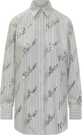 Stella McCartney Sequined Mother Lange Mouw Gestreept Shirt - Dames - Overhemden - Blauw - XS - Katoen - Overhemden