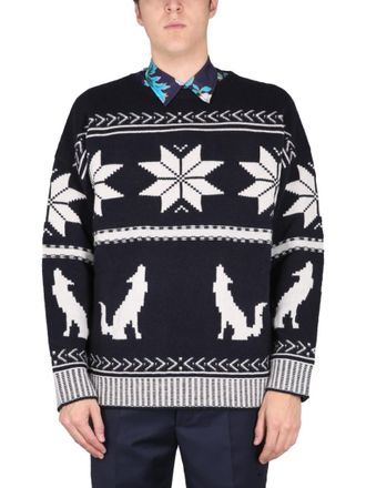 Etro Dark Navy Jacquard Sweater
