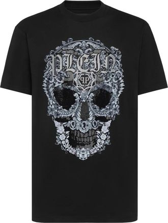 Philipp Plein T-shirt Ronde Hals SS Barok Schedel - Heren - T-shirts - Zwart - 3XL - Katoen - Tops