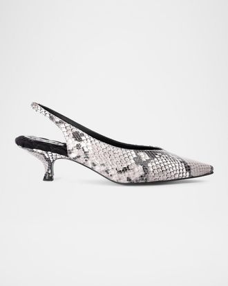 AERA Silvana Python-Embossed Slingback Pumps