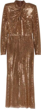 Self Portrait Rhinestone-embellished Long-sleeve Midi Dress