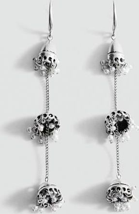 Mango Orecchini lunghi perline argento - Donna - Taglia unica - MANGO