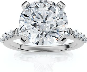 Pompeii3 Certified 3Ct Diamond & Baguette Accent Diamond Ring 14k Gold or Pt Lab Grown