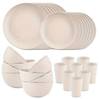OEM Set Di Stoviglie Da 32 Pezzi, In Plastica Resistente, Adatto Per Uso Domestico E Professionale - Bianco