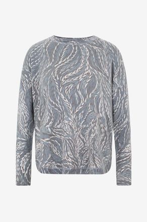 Hemisphere Bedruckter Kaschmirpullover mit abgerundeten S&auml;umen