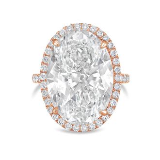 Diana M. Jewels 14kt rose gold 4ct lab grown Oval Diamond Halo Pav&eacute; Ring