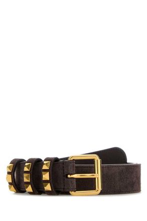 Valentino Garavani Dark Brown Rockstud Buckle Belt