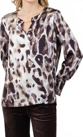 Joseph Ribkoff Satin Animal Print Straight Top In Off White/multi