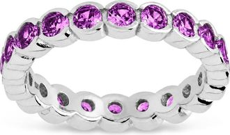 Sterling Forever Sterling Silver Amethyst Helene Bezel Eternity Band Ring