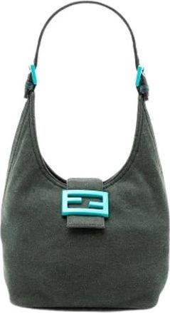 Fendi Pre-owned Katoenen Schoudertas - Dames - Vintage Schoudertas - Groen - ONE Size - Katoen - Vintage