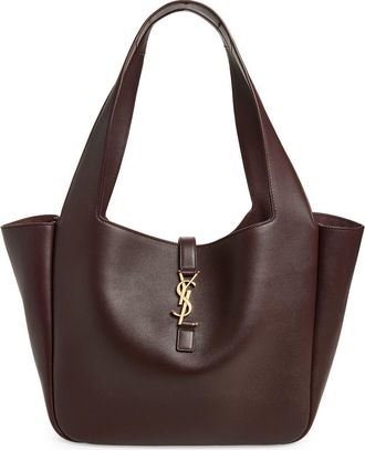 Saint Laurent Small Le 5 &Agrave; 7 Bea Leather Tote in Raisin at Nordstrom