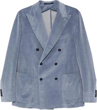 Tagliatore Dubbele-rijige Corduroy Blazer - Heren - Blazers - Blauw - M - Katoen - Jassen
