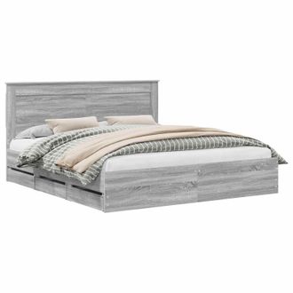 vidaXL Estructura De Cama Gris Sonoma 200 X 200 Cm Madera Ingenieril Vidaxl