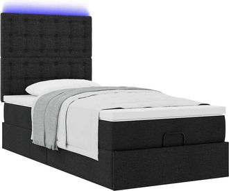 vidaXL Estructura Cama Otomana Colch&oacute;n Tela Negro 90x200 Cm Vidaxl