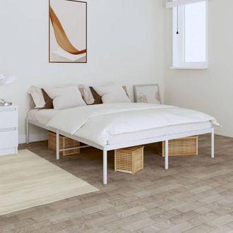vidaXL Estructura De Cama Sin Colch&oacute;n Metal Blanco 160x200 Cm Vidaxl