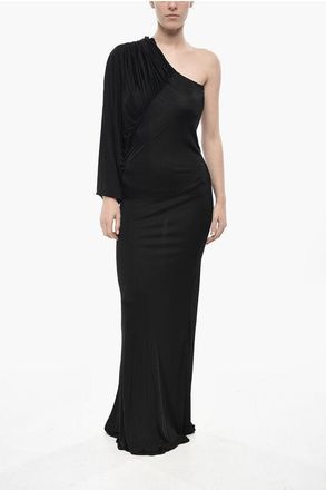 Saint Laurent One-Shoulder Viscose Dress With Batwing Sleeve size 42